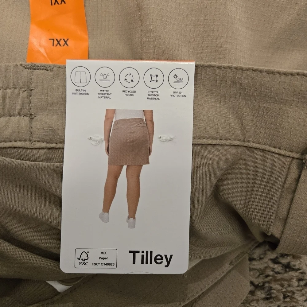Tilley Ladies Tan Trek Skort With Stretch Ripstop Material Size XXL